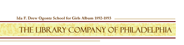 Ida F. Drew School  for Girls Album 1892-1893 - Title Header and Image Map